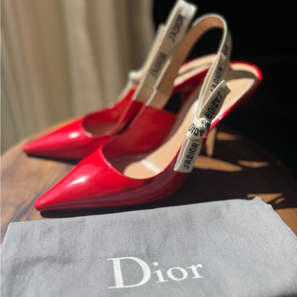 Dior Vibrant Red Slingback Heels